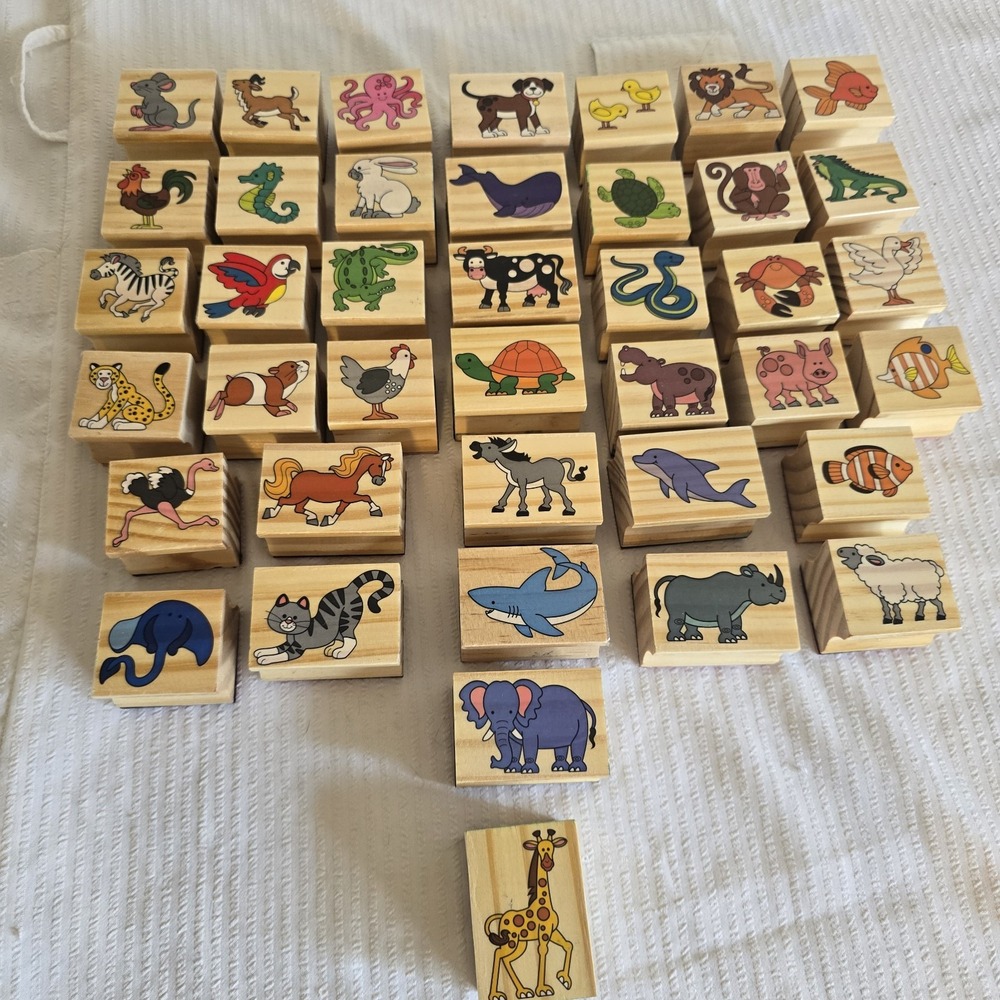 Melissa & Doug 40ct Wooden Jungle Farm Ocean Animal's Children's Toy